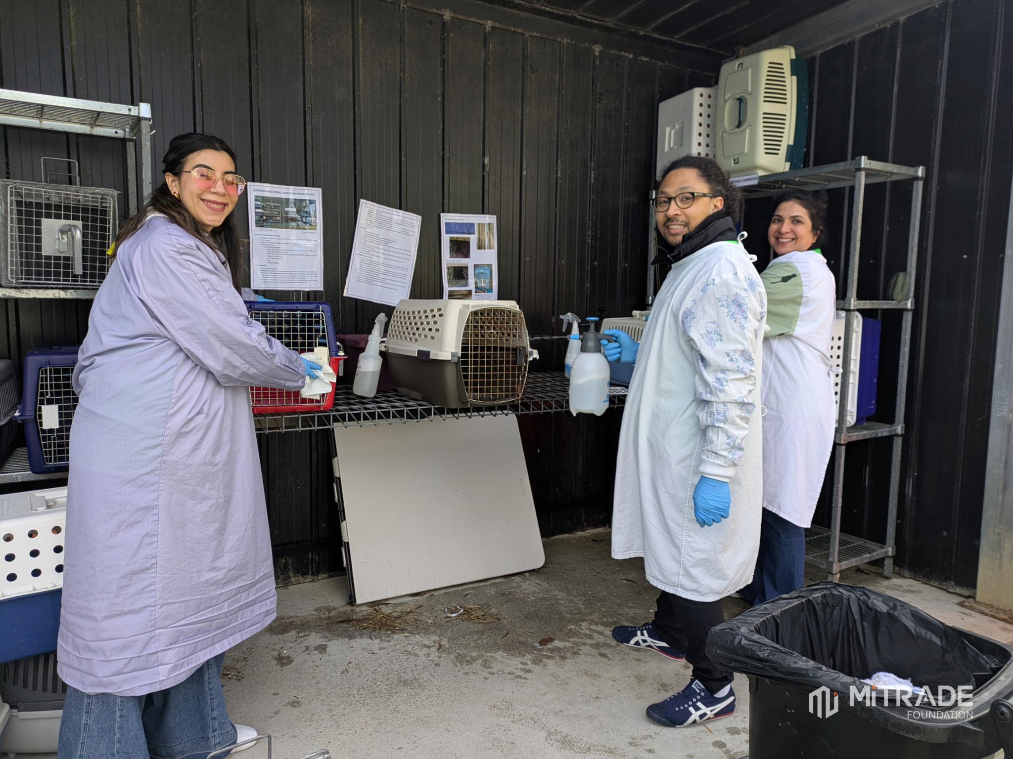 Mitrade volunteers preparing supplies outside the RSPCA Victoria shelter