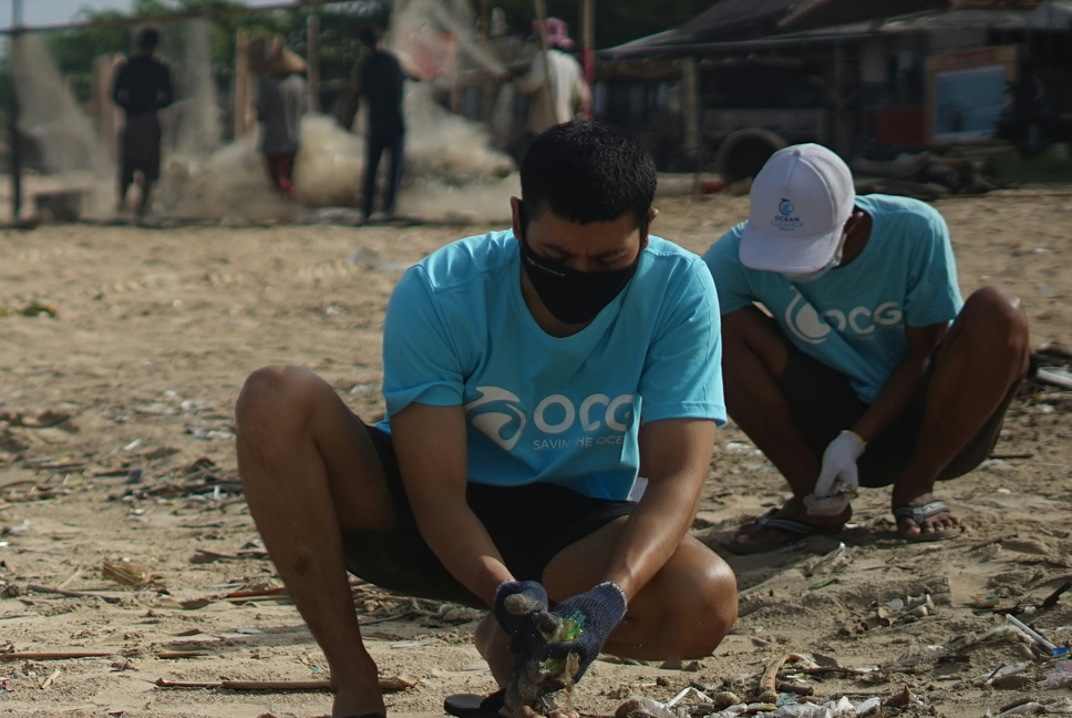 Volunteers working on environmental cleanup
